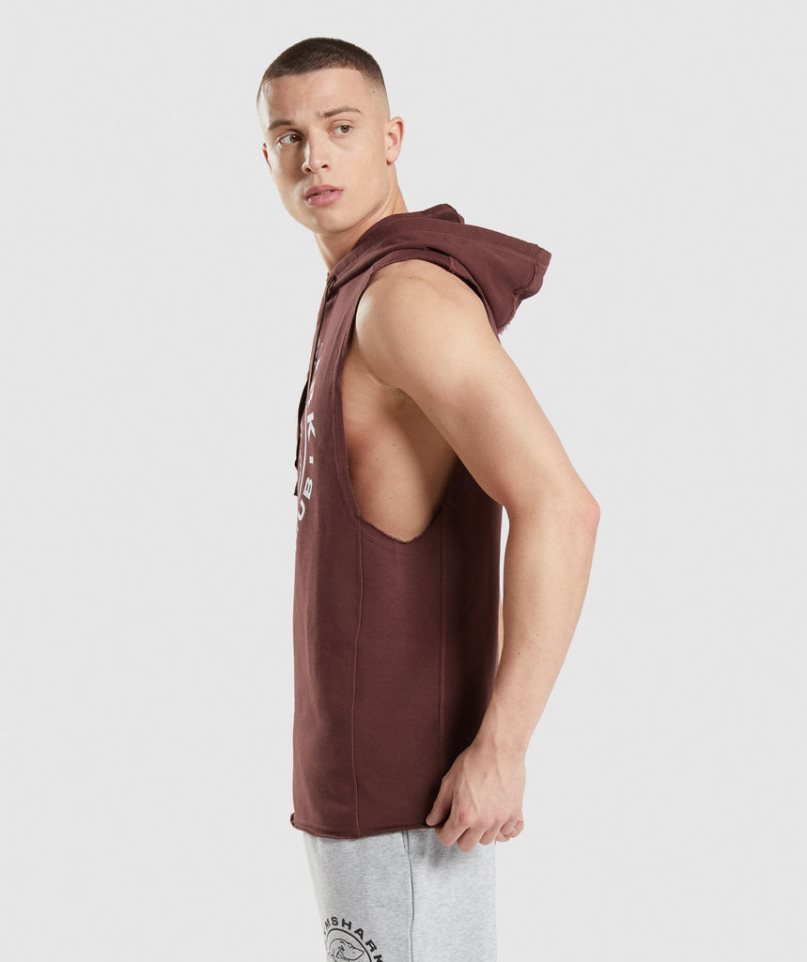 Men's Gymshark Legacy Drop Arm Hoodie Brown | NZ 7YGXTP